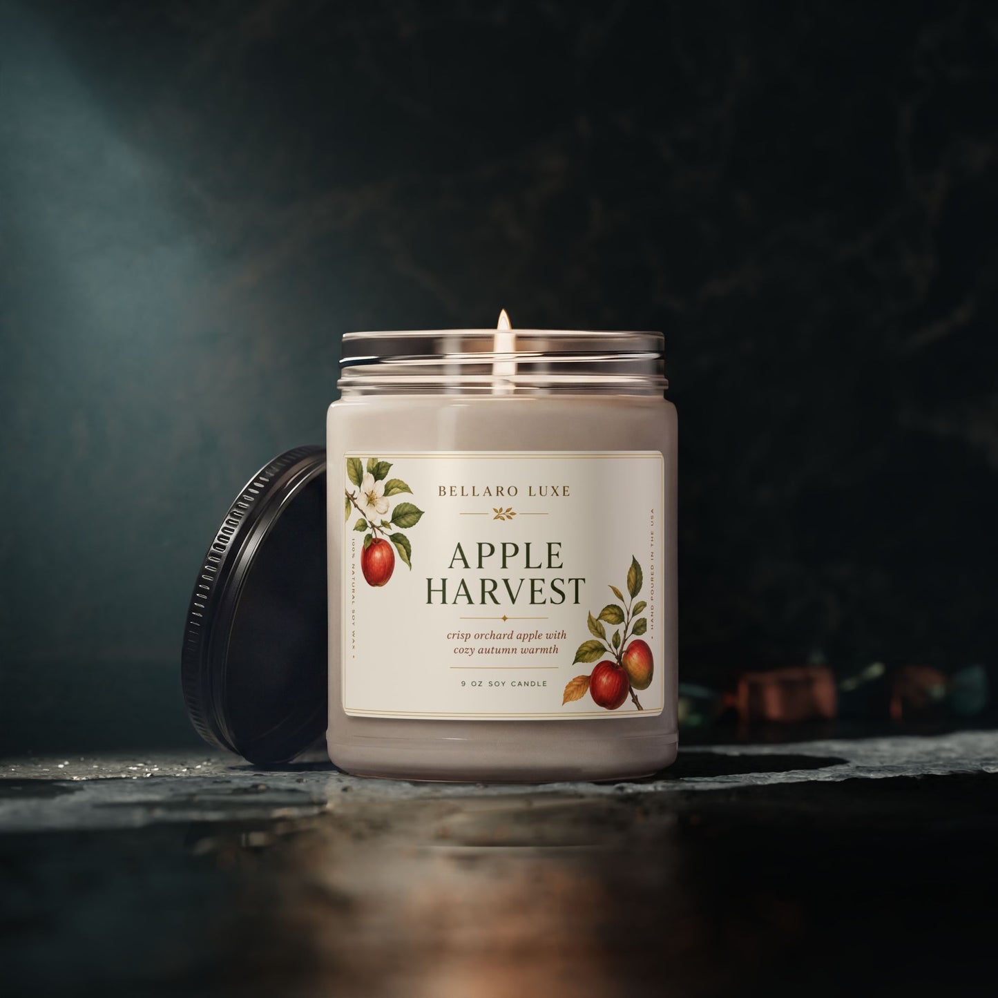 Apple Harvest Scented Soy Candle — 9oz Crisp Orchard Apple & Warm Autumn Spice