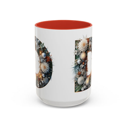 Letter 'D' Initial Coffee Mug — Floral Monogram Accent Mug 15 oz
