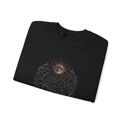 Witchy Crewneck Sweatshirt — "Little Ray, Pitch Black" Mystic Moon Graphic