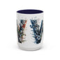Floral Monogram Letter 'W' Accent Coffee Mug — Decorative Initial Monogram Mug 15oz