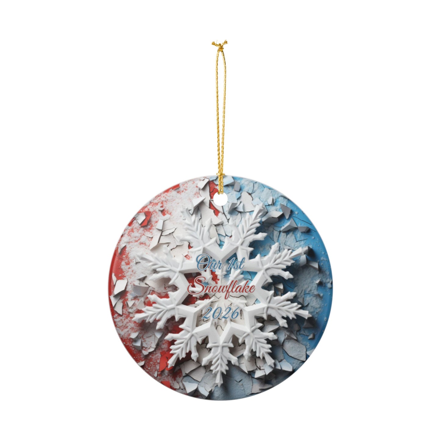 'Our 1st Snowflake 2026' Ceramic Ornament — Baby's First Christmas Keepsake