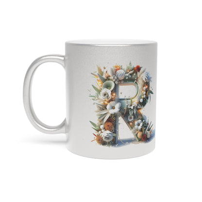 Metallic Mug - Personalized Monogram "R" Coffee Mug - 11oz