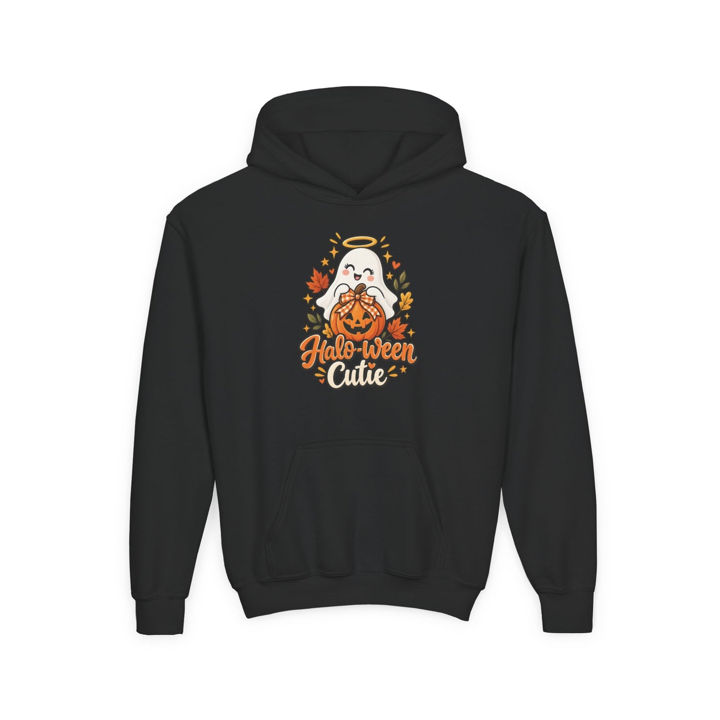 Halloween Cutie Youth Hoodie — Cute Ghost & Jack-O’-Lantern Kids Pullover