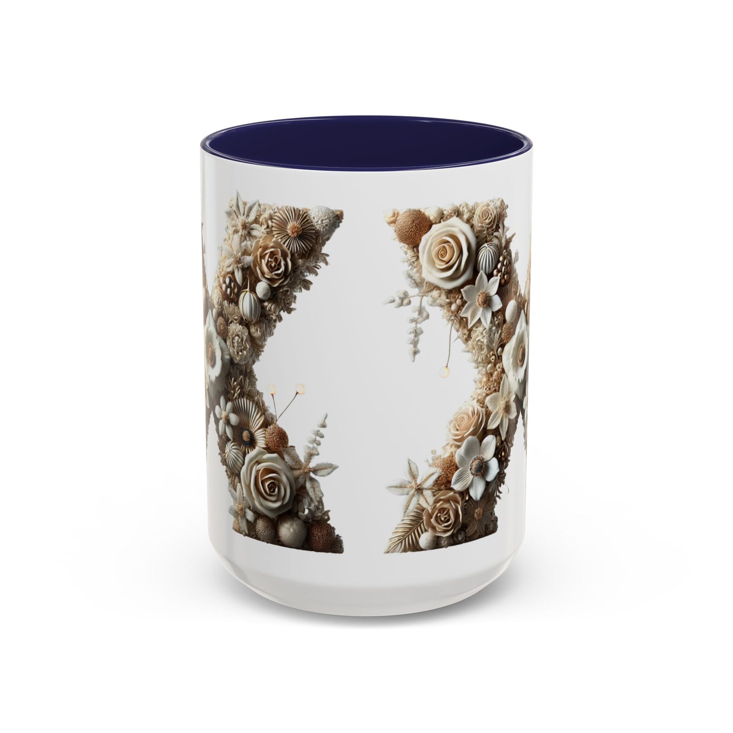 Artistic Letter 'X' Accent Coffee Mug – Neutral Rustic Botanical Initial