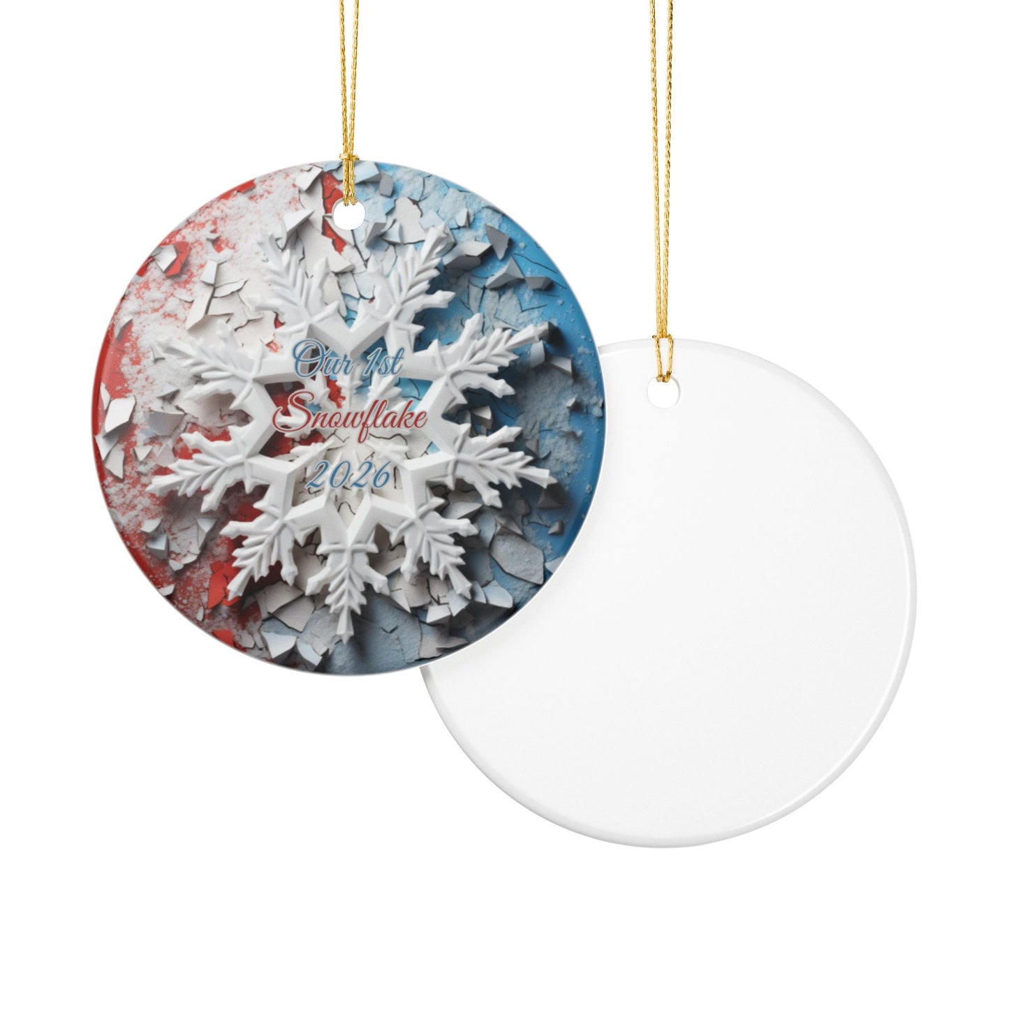 'Our 1st Snowflake 2026' Ceramic Ornament — Baby's First Christmas Keepsake