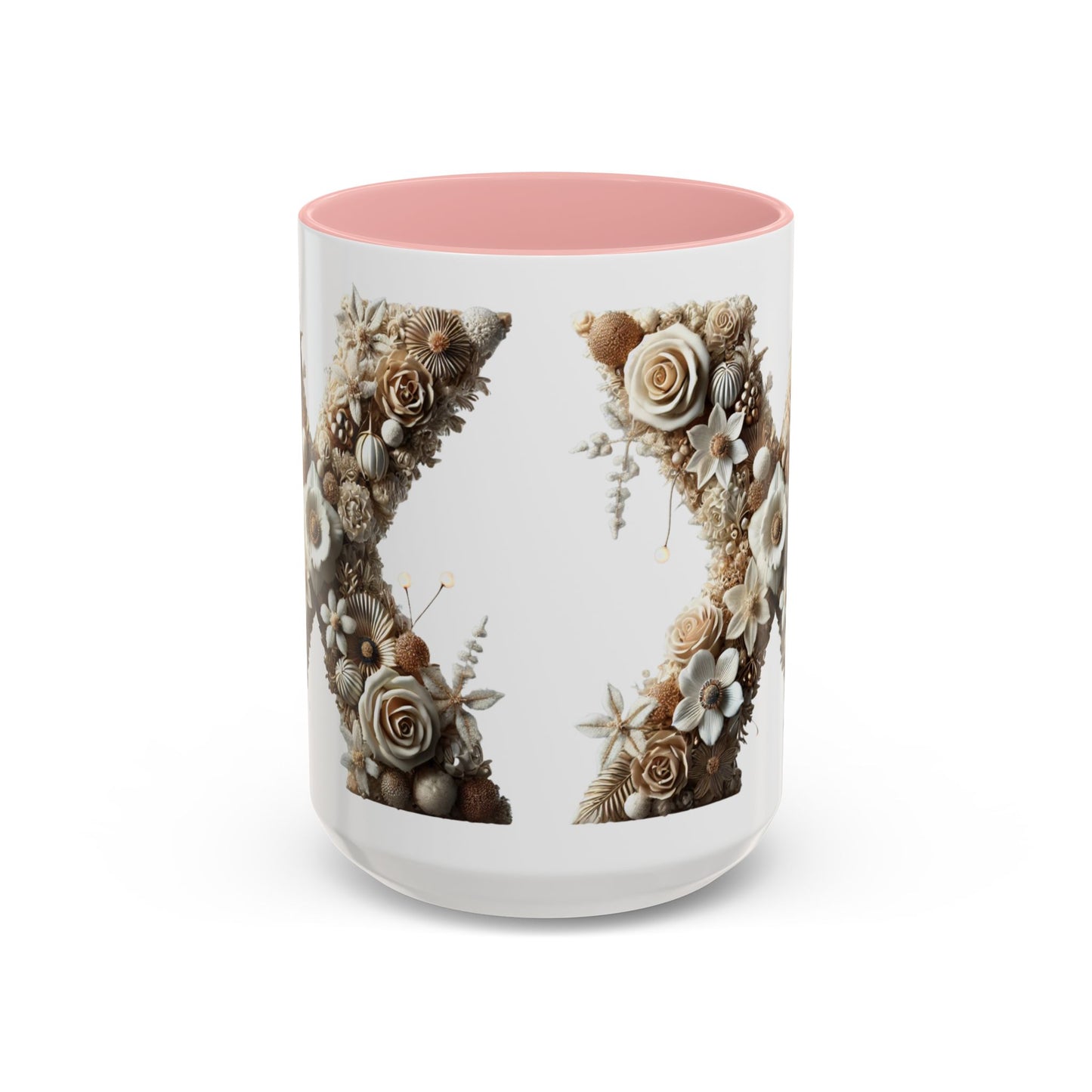 Artistic Letter 'X' Accent Coffee Mug – Neutral Rustic Botanical Initial