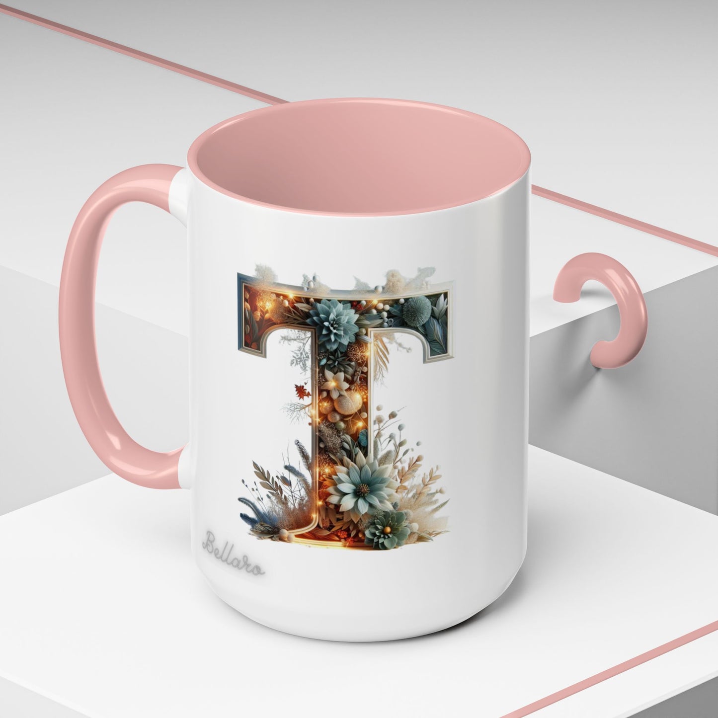 Accent Letter 'T' Coffee Mug — Colorful 15oz Personalized Initial Mug