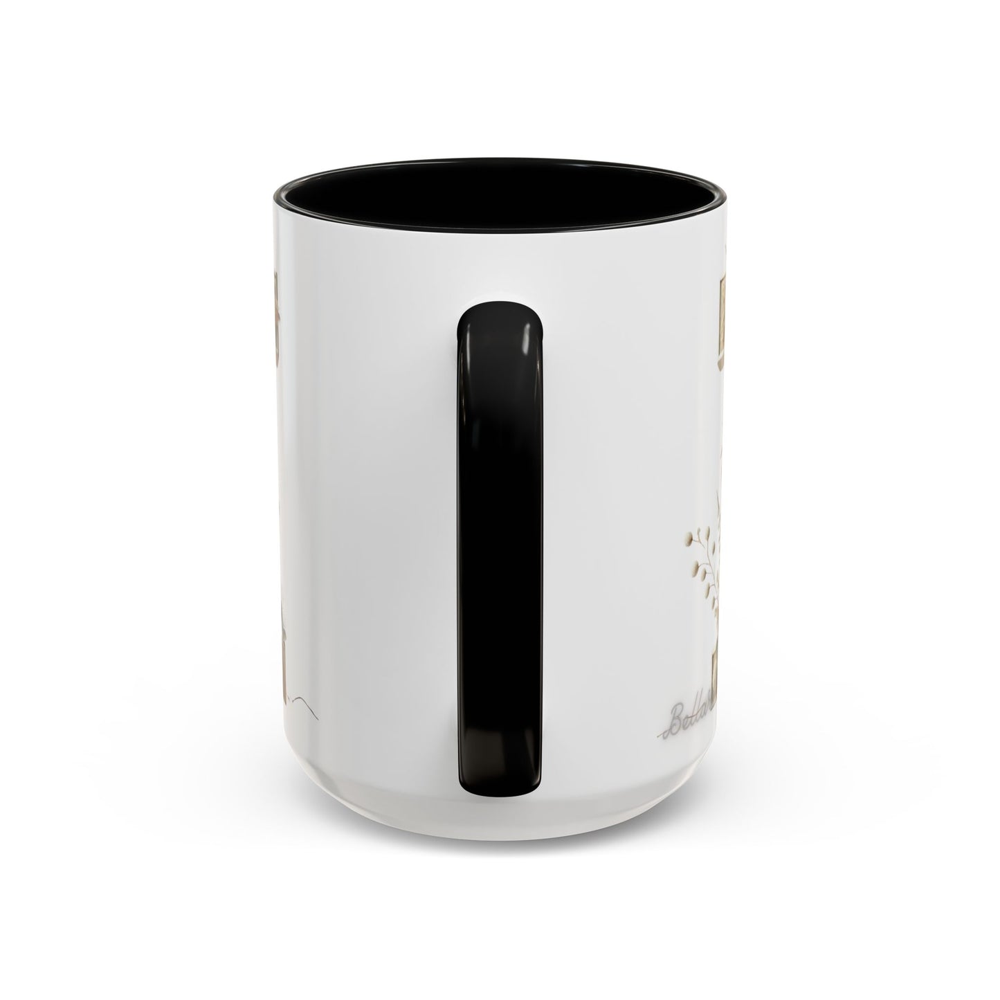 Artistic Letter 'I' Accent Coffee Mug — Rustic Monogram Initial Gift 15oz