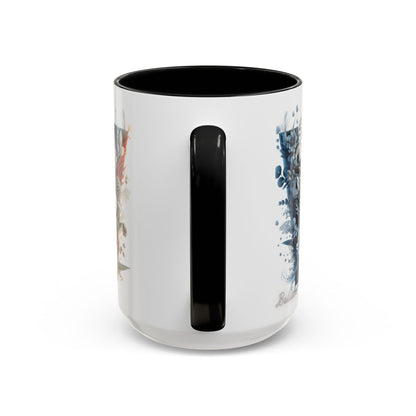 Floral Monogram Letter 'W' Accent Coffee Mug — Decorative Initial Monogram Mug 15oz
