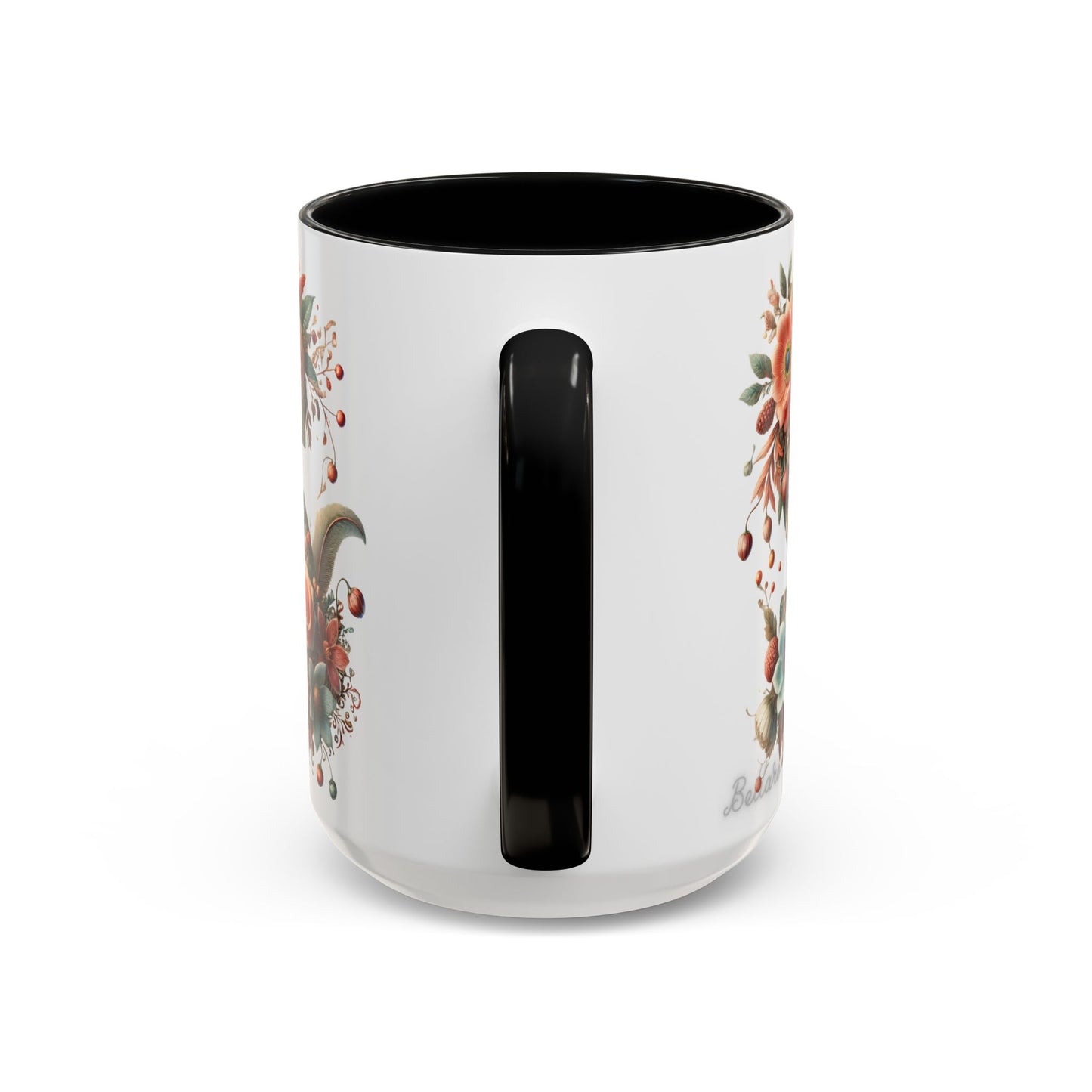 Floral Monogram 'S' Accent Coffee Mug – Vintage Rose Initial Mug 15oz