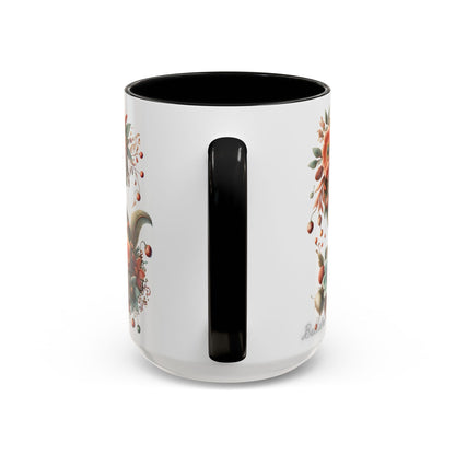 Floral Monogram 'S' Accent Coffee Mug – Vintage Rose Initial Mug 15oz
