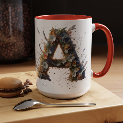 Floral Monogram 'A' Accent Coffee Mug — Artistic Alphabet Initial Gift