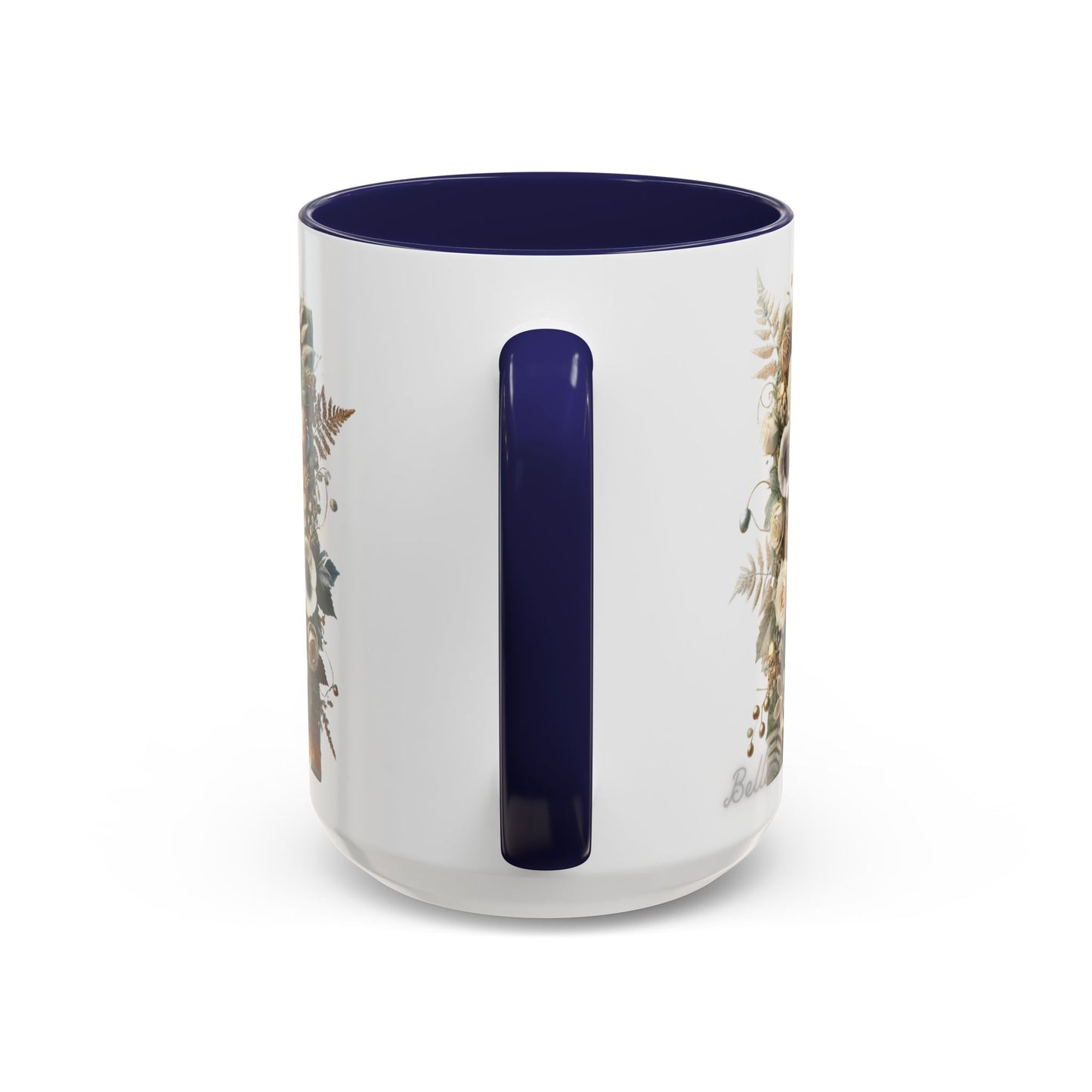 Floral Letter 'H' Accent Coffee Mug — Botanical Monogram Ceramic Mug