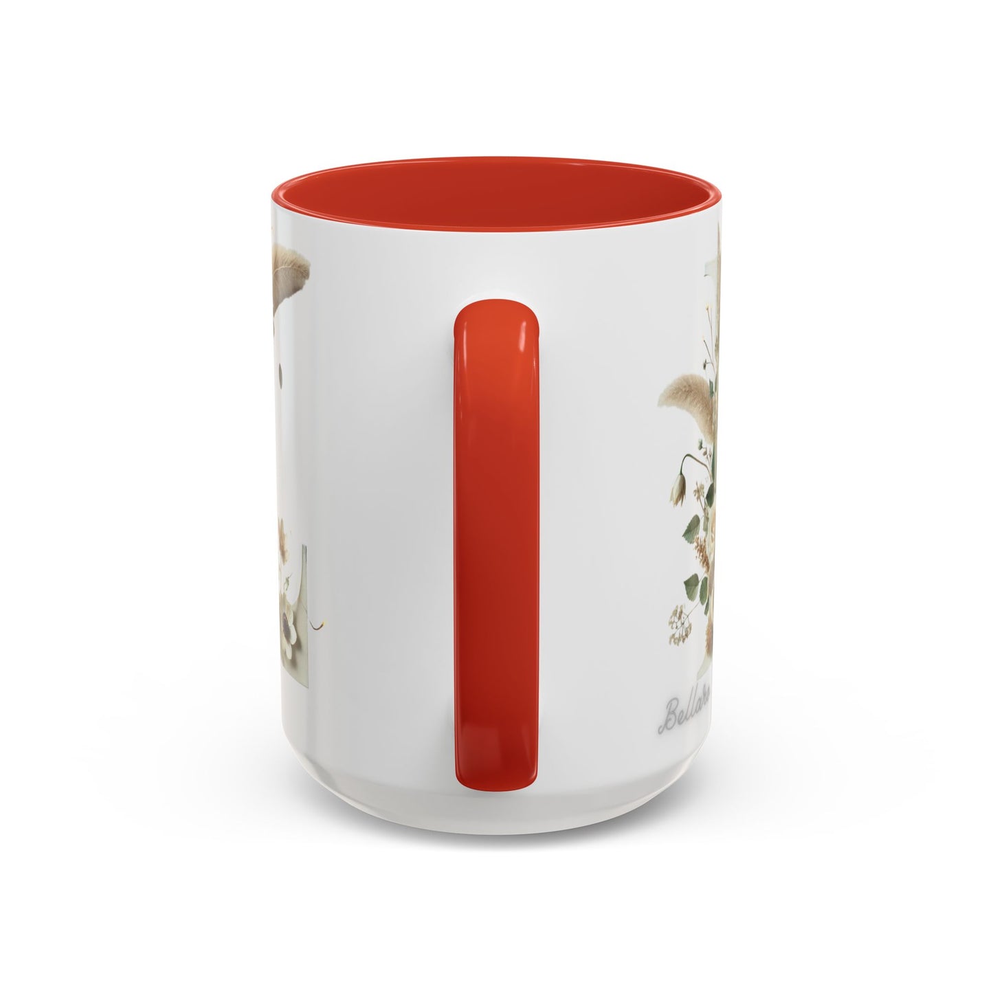 Boho 'L' Accent Coffee Mug — Neutral Dried Flowers Design 15oz
