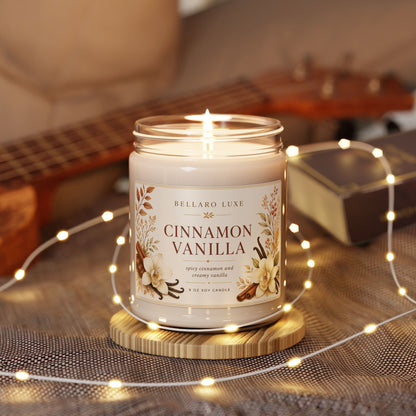 Cinnamon Vanilla Soy Candle | 9oz Warm Spice & Vanilla Scent