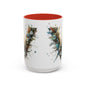Artistic Letter 'V' Accent Coffee Mug — Botanical Initial Ceramic Mug 15 oz