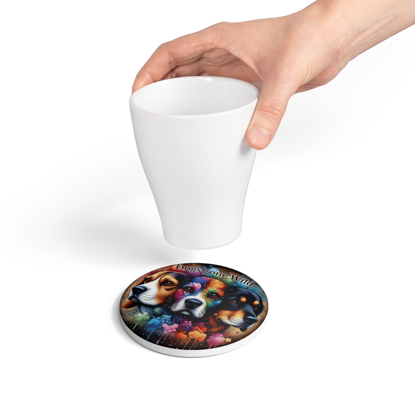 Dogs Gone Wild — Colorful Dog Portrait Ceramic Coaster