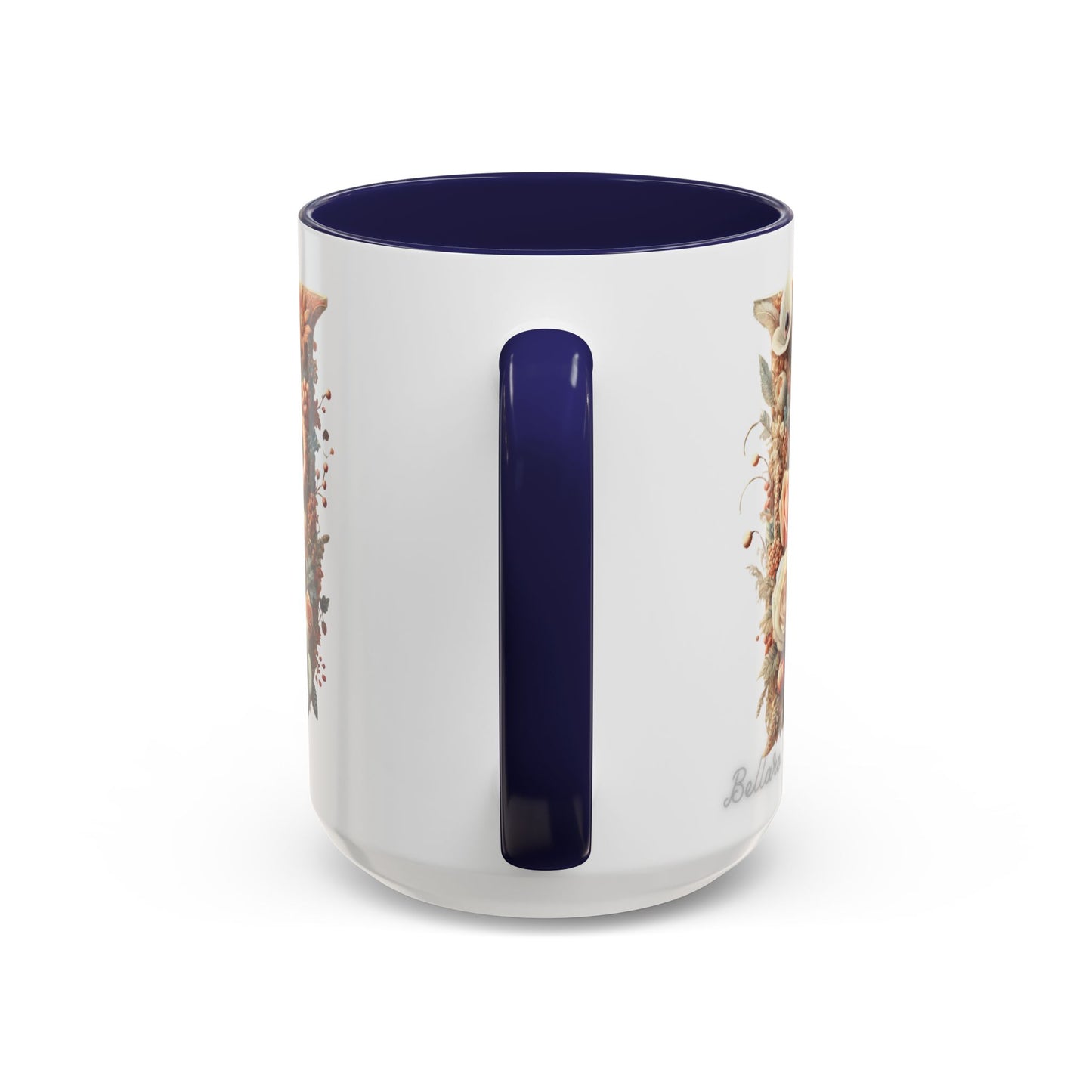 Floral Monogram 'U' Accent Coffee Mug – Floral Letter U Ceramic Mug 15oz