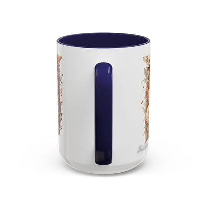 Floral Monogram 'U' Accent Coffee Mug – Floral Letter U Ceramic Mug 15oz