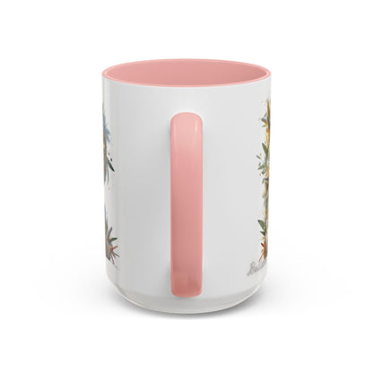 Personalized Monogram 'R' Artistic Floral Accent Coffee Mug 15oz