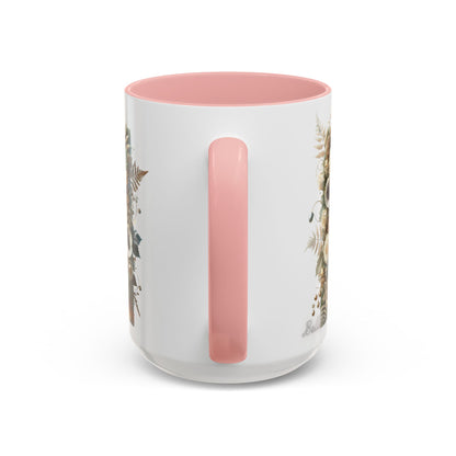 Floral Letter 'H' Accent Coffee Mug — Botanical Monogram Ceramic Mug