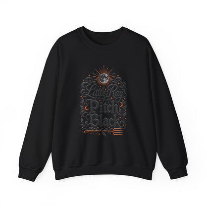 Witchy Crewneck Sweatshirt — "Little Ray, Pitch Black" Mystic Moon Graphic