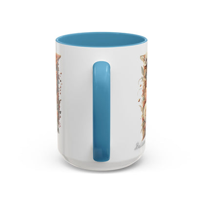 Floral Monogram 'U' Accent Coffee Mug – Floral Letter U Ceramic Mug 15oz