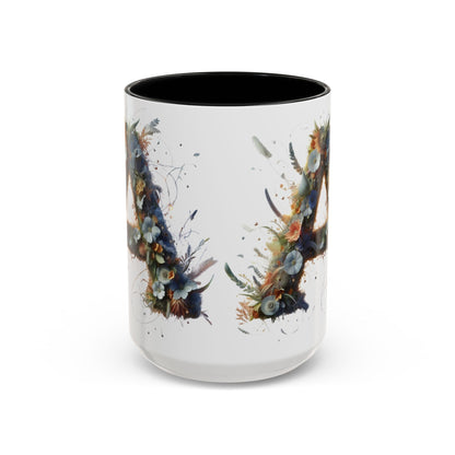 Floral Monogram 'A' Accent Coffee Mug — Artistic Alphabet Initial Gift