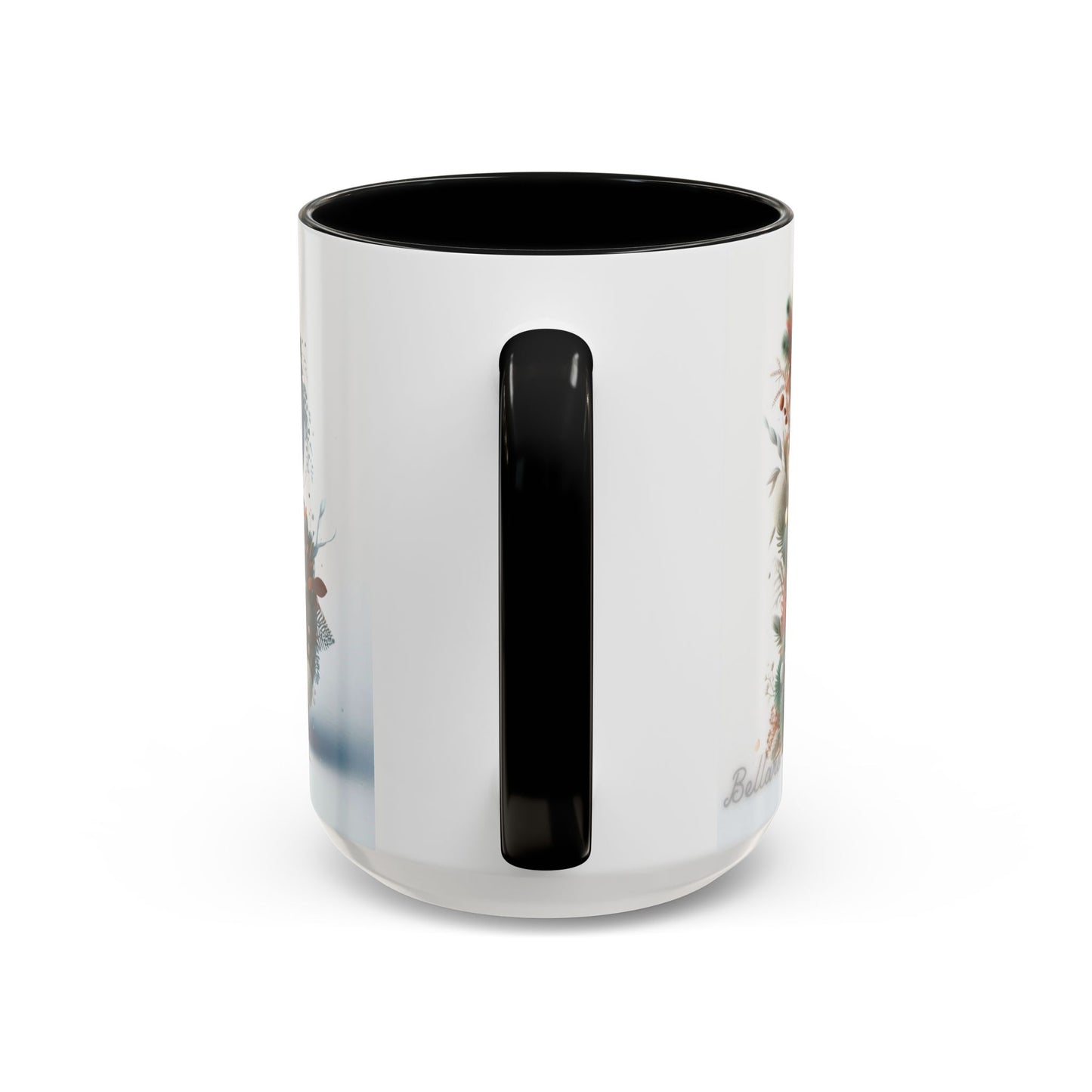 Monogram 'B' Accent Coffee Mug – Floral Holiday Initial 15oz