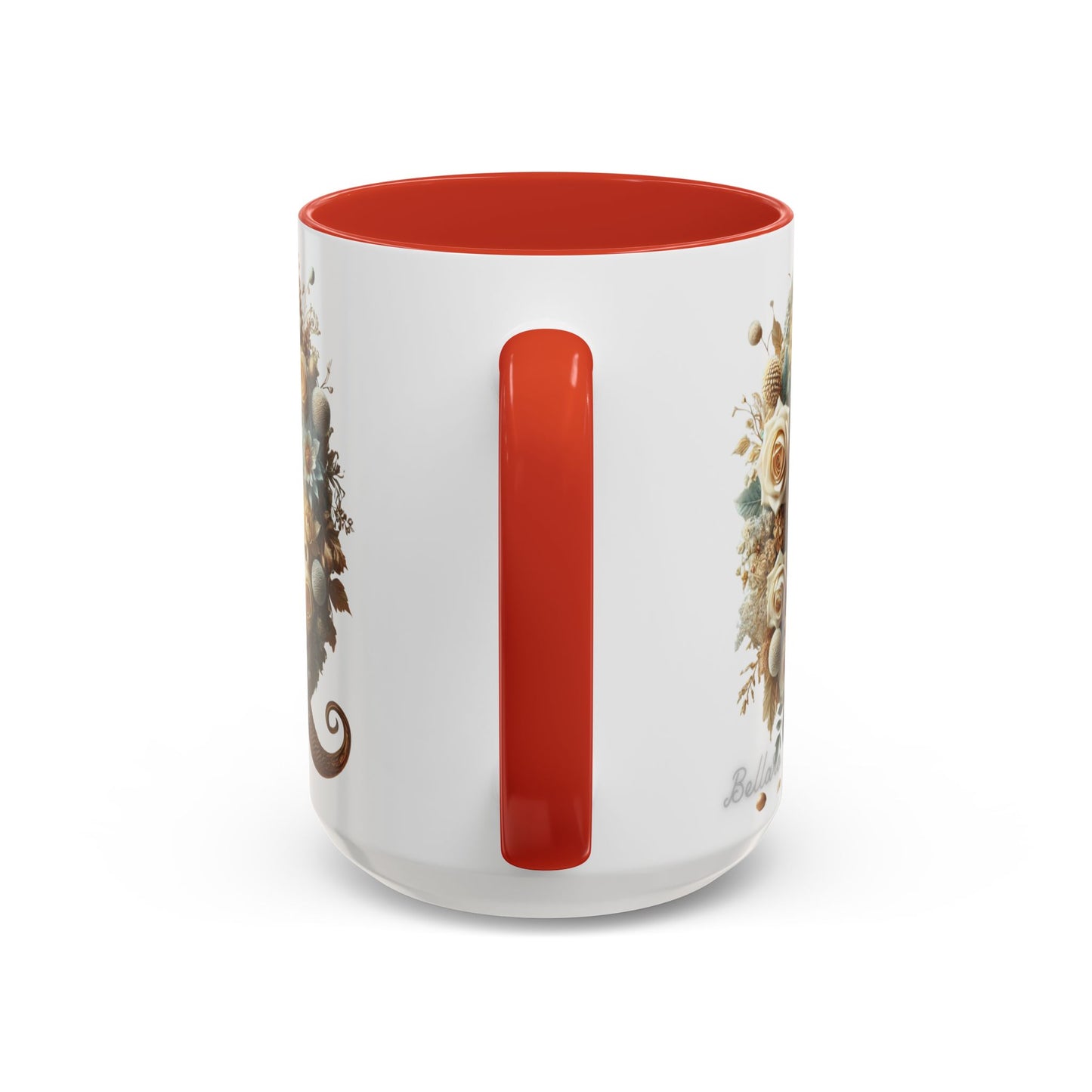 Floral Coffee Mug — Decorative 'Q' Monogram Accent Mug 15oz