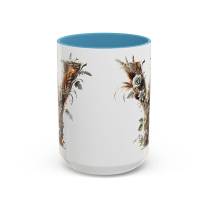 Artistic Monogram 'Y' Accent Coffee Mug — Elegant Botanical Initial Mug 15oz