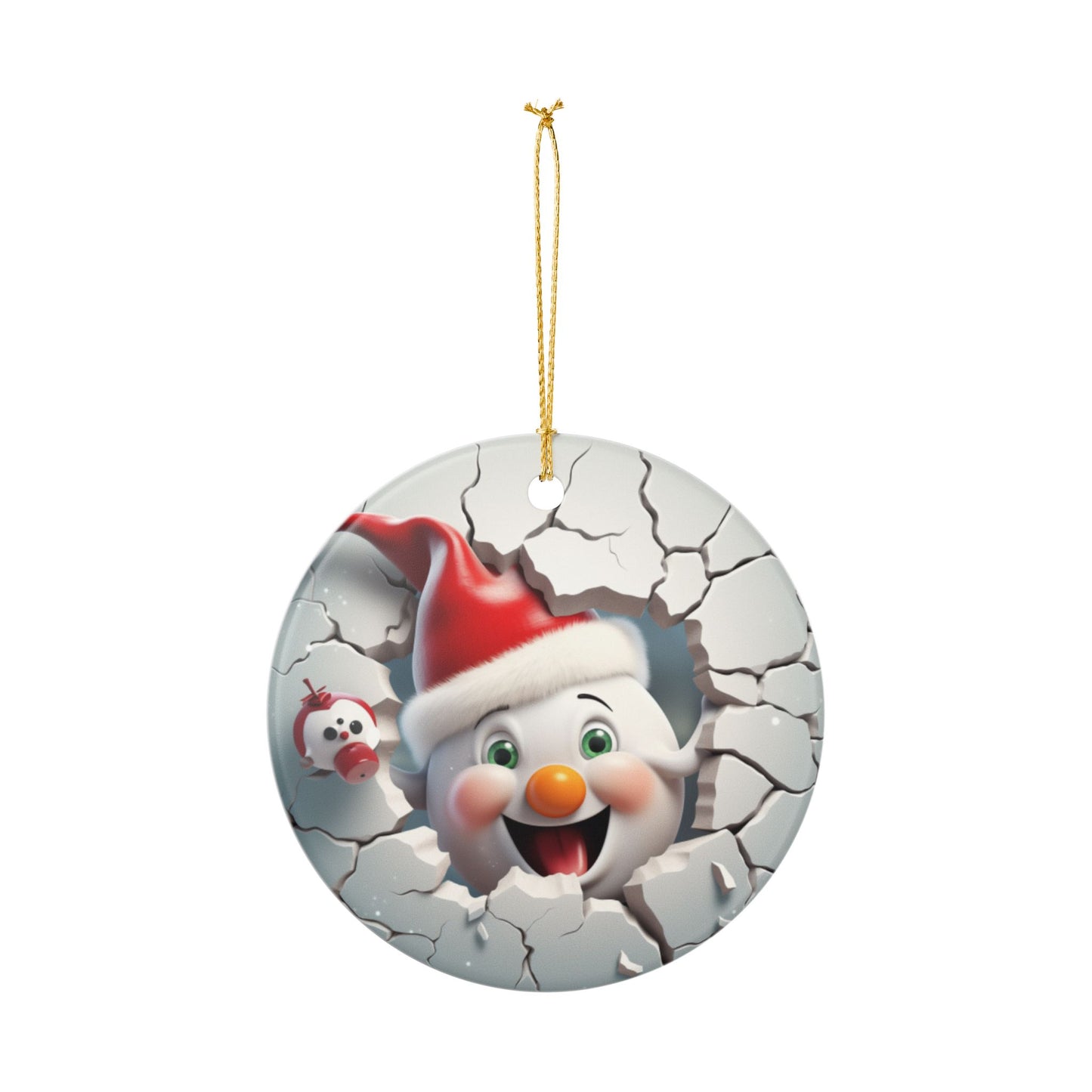 Festive 3D Snowman Ceramic Ornament — Holiday Tree Decoration