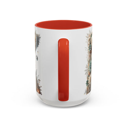 Floral Letter 'K' Accent Coffee Mug — Elegant Botanical Monogram Gift 15oz