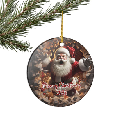 Ceramic Santa Christmas Ornament 2026 — 3D Cheerful St. Nick Decoration