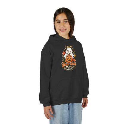 Halloween Cutie Youth Hoodie — Cute Ghost & Jack-O’-Lantern Kids Pullover