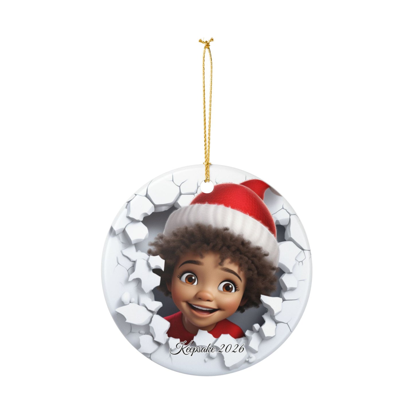 Christmas Ceramic Ornament with 3D Cheerful Elf - 2026