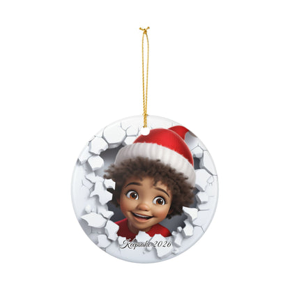 Christmas Ceramic Ornament with 3D Cheerful Elf - 2026