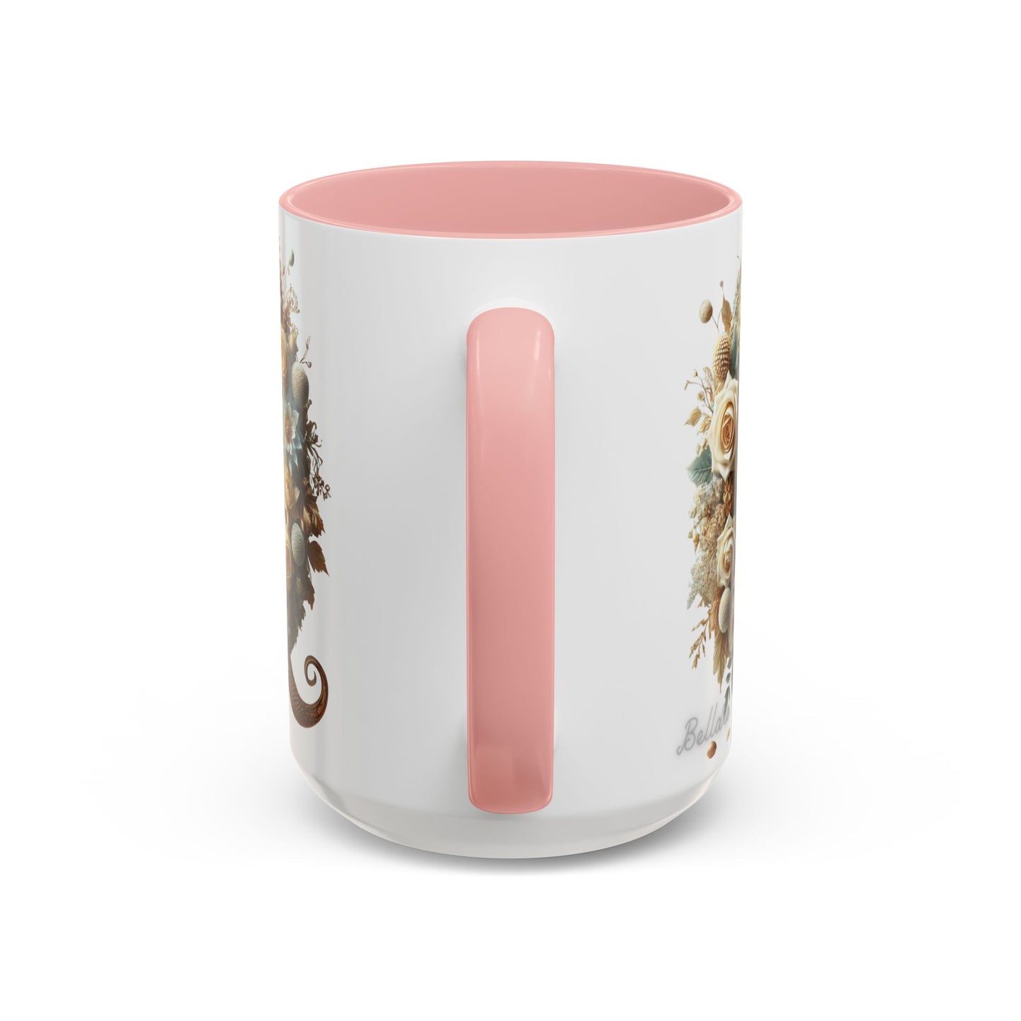Floral Coffee Mug — Decorative 'Q' Monogram Accent Mug 15oz