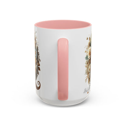 Floral Coffee Mug — Decorative 'Q' Monogram Accent Mug 15oz