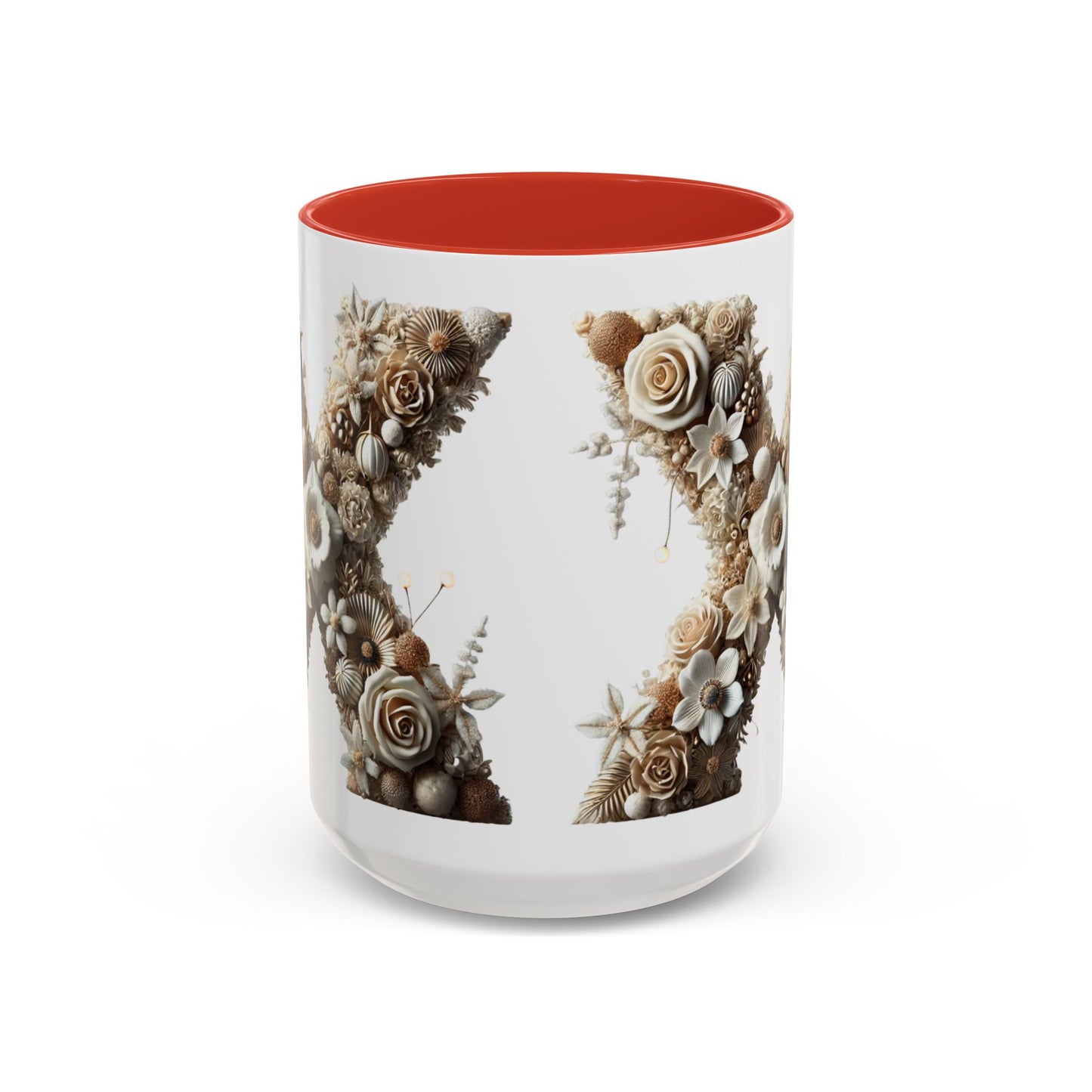 Artistic Letter 'X' Accent Coffee Mug – Neutral Rustic Botanical Initial