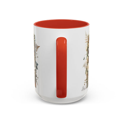 Floral Letter 'H' Accent Coffee Mug — Botanical Monogram Ceramic Mug