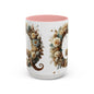 Floral Coffee Mug — Decorative 'Q' Monogram Accent Mug 15oz