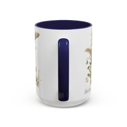Boho 'L' Accent Coffee Mug — Neutral Dried Flowers Design 15oz