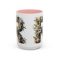 Personalized Monogram 'R' Artistic Floral Accent Coffee Mug 15oz