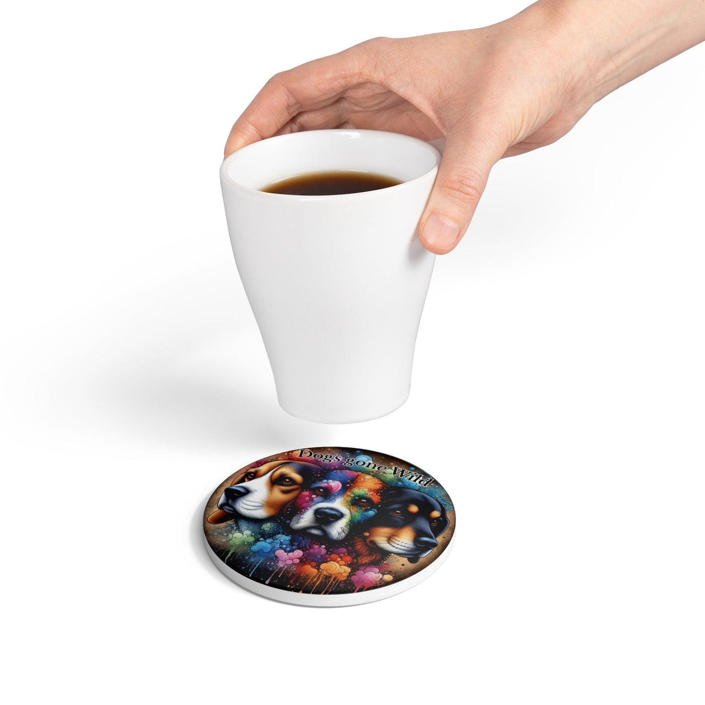 Dogs Gone Wild — Colorful Dog Portrait Ceramic Coaster