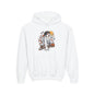 Youth Hoodie — Playful Ghost & Pumpkin Halloween Pullover