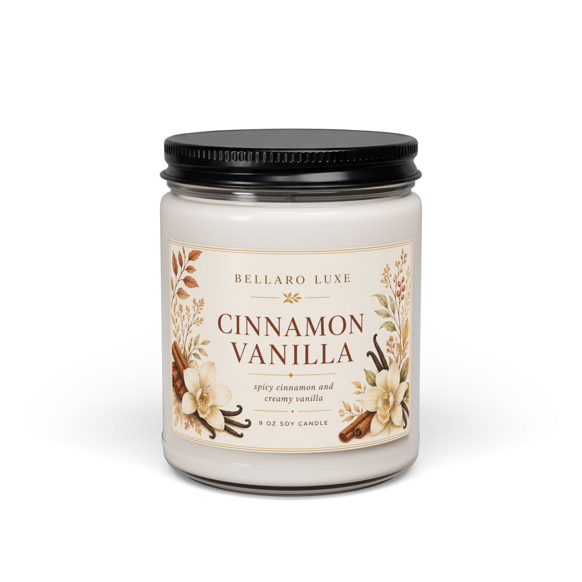 Cinnamon Vanilla Soy Candle | 9oz Warm Spice & Vanilla Scent