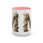 Floral Monogram 'M' Accent Coffee Mug — Rustic Botanical Initial Gift 15oz