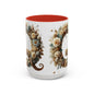 Floral Coffee Mug — Decorative 'Q' Monogram Accent Mug 15oz