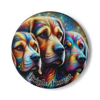 Colorful Trio Dogs Ceramic Coaster — 'Triple Threat' Beagle, Labrador & Rottweiler